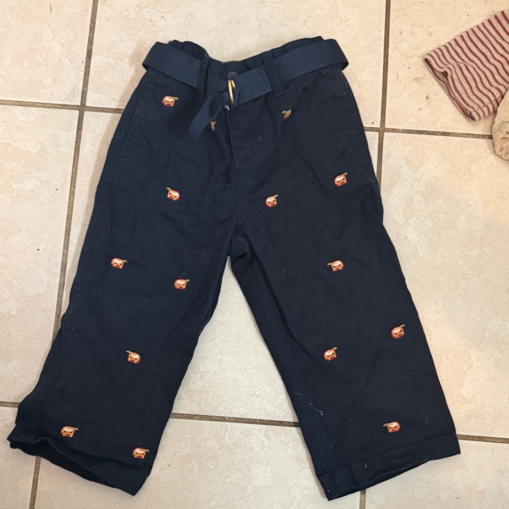 Ralph Lauren Kids Navy Pants with Embroidered Details
